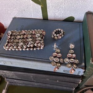 Metallic Bracelet, Ring, and Earring set